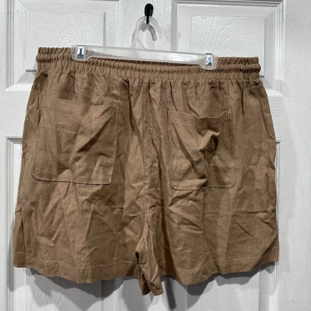 Khaki Two-Piece Shorts & Button-Up Set - Picture 2 of 8